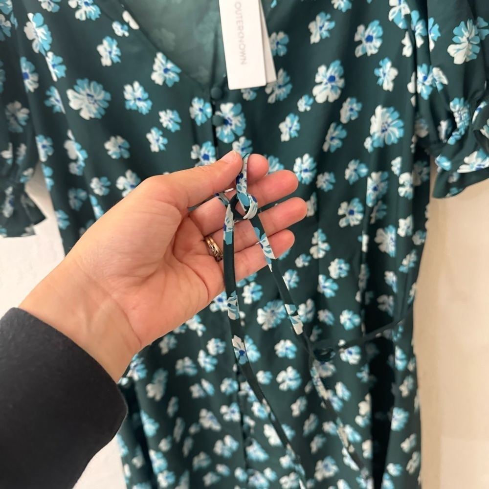 Outerknown Kira Maxi Dress Blue Green Riviera Esalen Bloom Size M - Picture 6 of 11